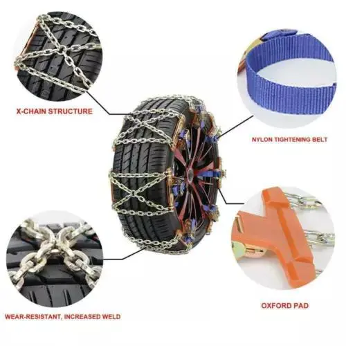 Wheel Tire Snow Anti-skid Chains for Car Truck SUV Emergency Universa Strap 4
