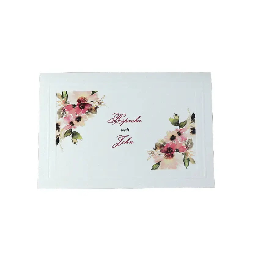 Panache 2153D Pink Floral Personalised Invitation