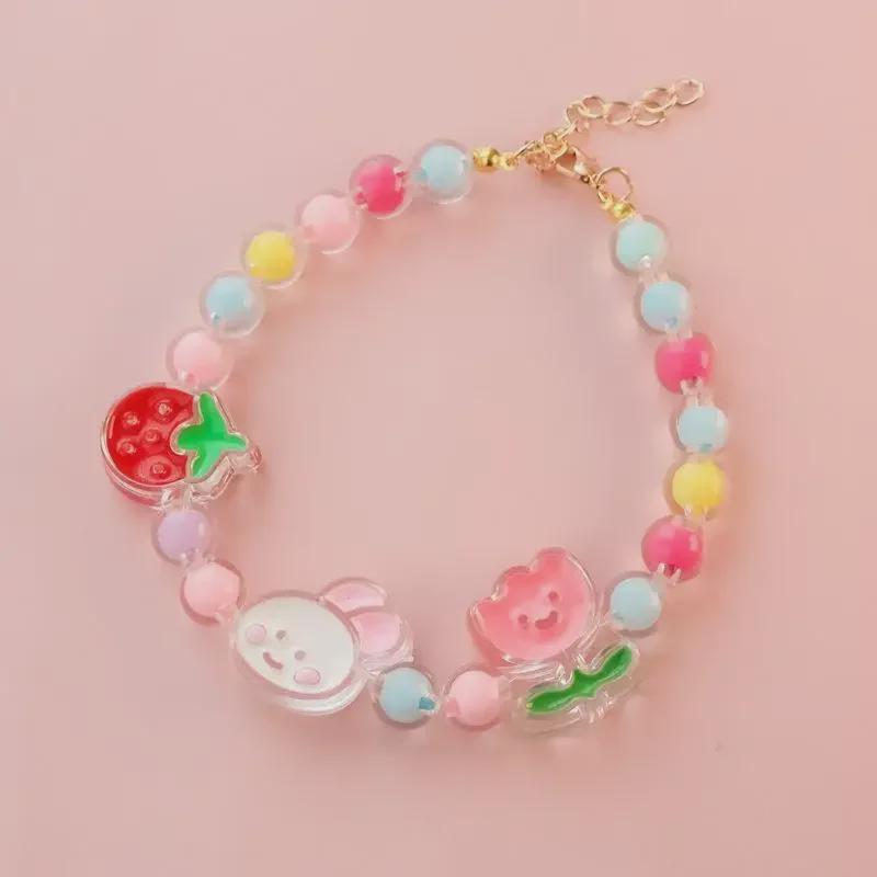 New Pet Collar Little Cat Dog Bell Pearl Necklace Strawberry Little Rabbit Bear Spring Flower Pet Assessories 7
