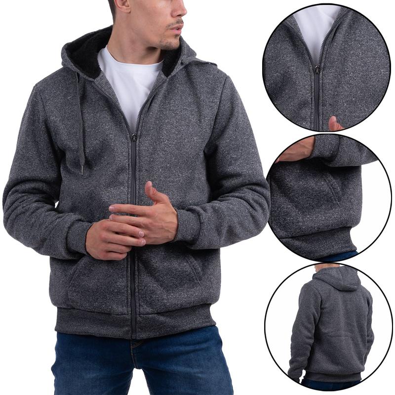 Mens Brave Soul Fur Lined Zip Up Hoodie Sherpa Borg Sweatshirt Winter Jacket New Menswear Pocket 7