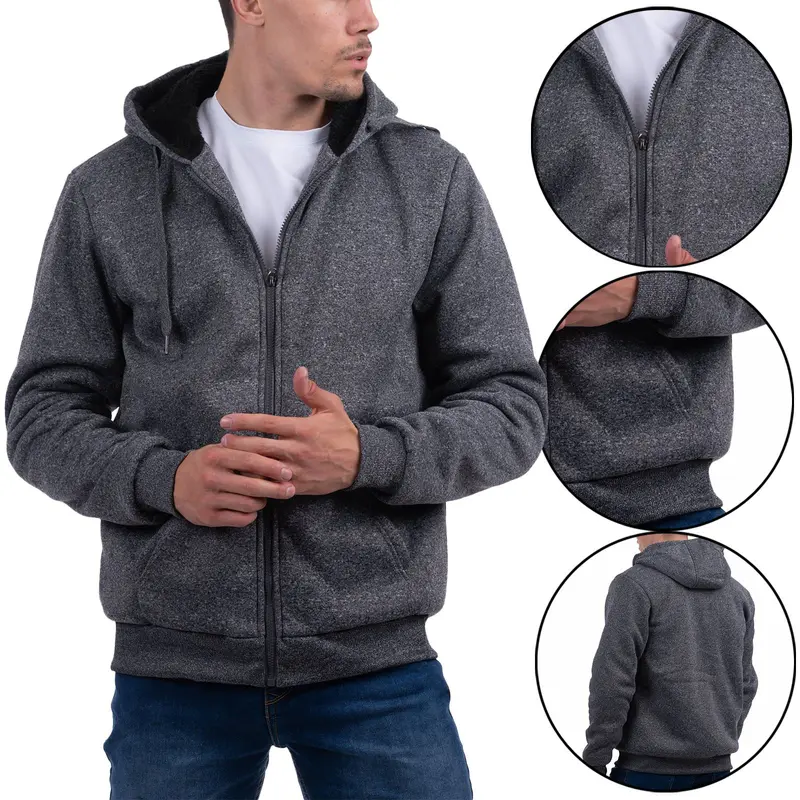 Mens Brave Soul Fur Lined Zip Up Hoodie Sherpa Borg Sweatshirt Winter Jacket New Menswear Pocket 7