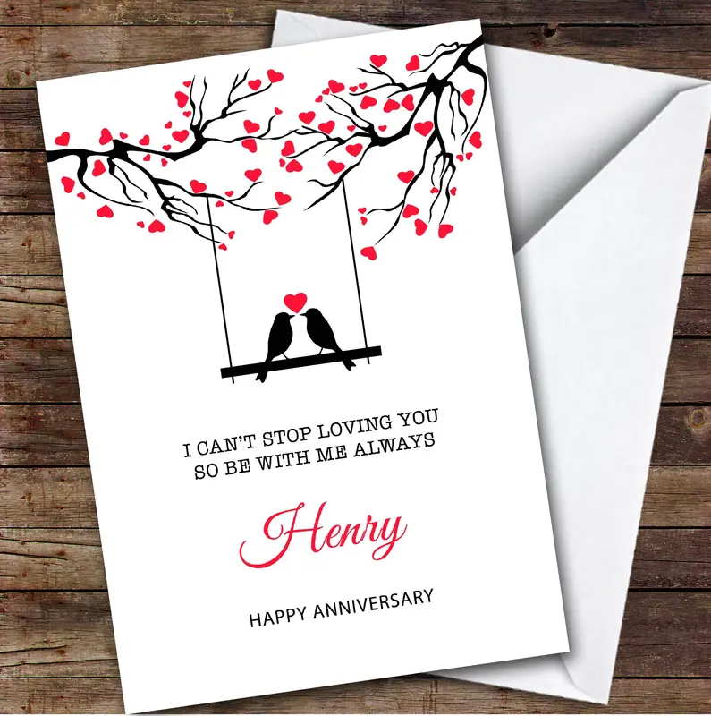 Personalised Can Stop Loving You Romantic Love Birds Happy Anniversary Card - Personalised Card, Custom Card, Greetings Card 0