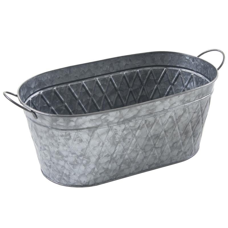 Marko Gardening Large Oval Handle Galvaniseed Metal Plant Pot Planter Garden Balcony Flower Tub 2