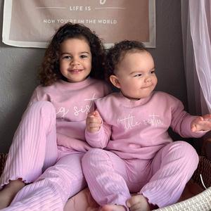 Big & Little Sister Script Kids Pink Sweatshirts