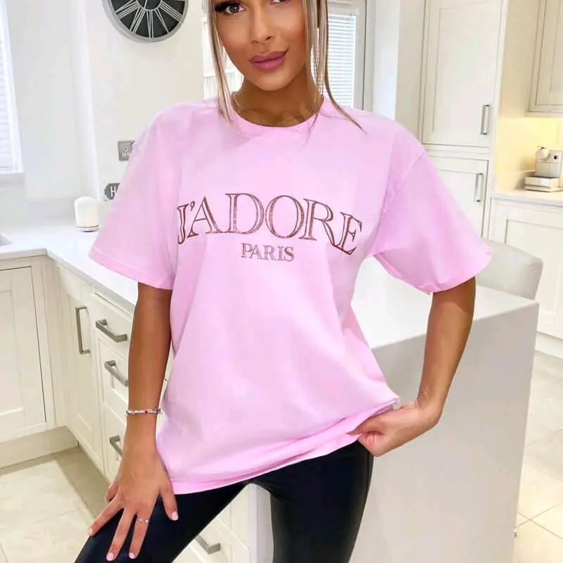 Fashion Island Women Jadore Paris Print Tshirt Comfortable Soft Style Womenswear Everyday