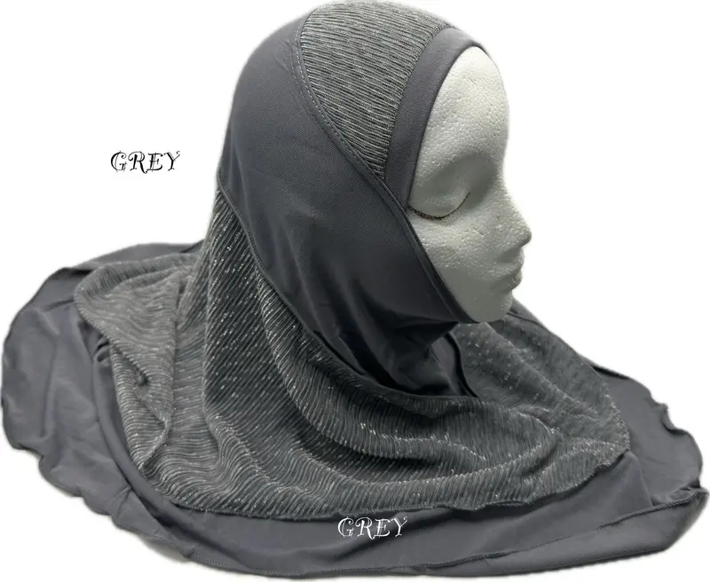Girls’ Instant Pull-On Hijab with Lurex Trim | Modest Wear for Ages 4-13 | Comfortable, No-Pin Hijab in 10 Colors | Sparkly, Easy-Wear Design for School, Everyday, and Special Occasions 6