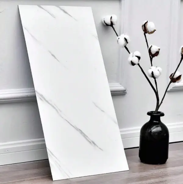 10Pcs White Marble Pattern PVC Cladding Bathroom Wall Panels for Kitchen or Bathroom Decor Decorative Tiles Sticker