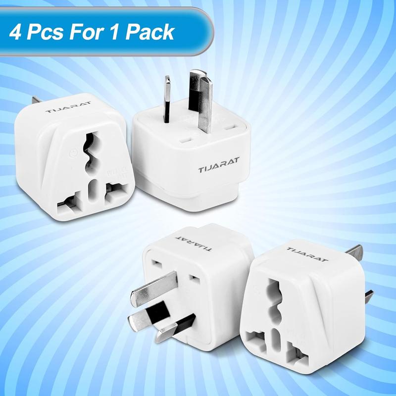 Travel Adapter with Universal Travel Accessories Input, US, UK, India, UAE, EU to Australia 3 Pin Power Plug, Type I AU International Power Adapters (Pack of 4) Metal Devices Charging Electronic 3