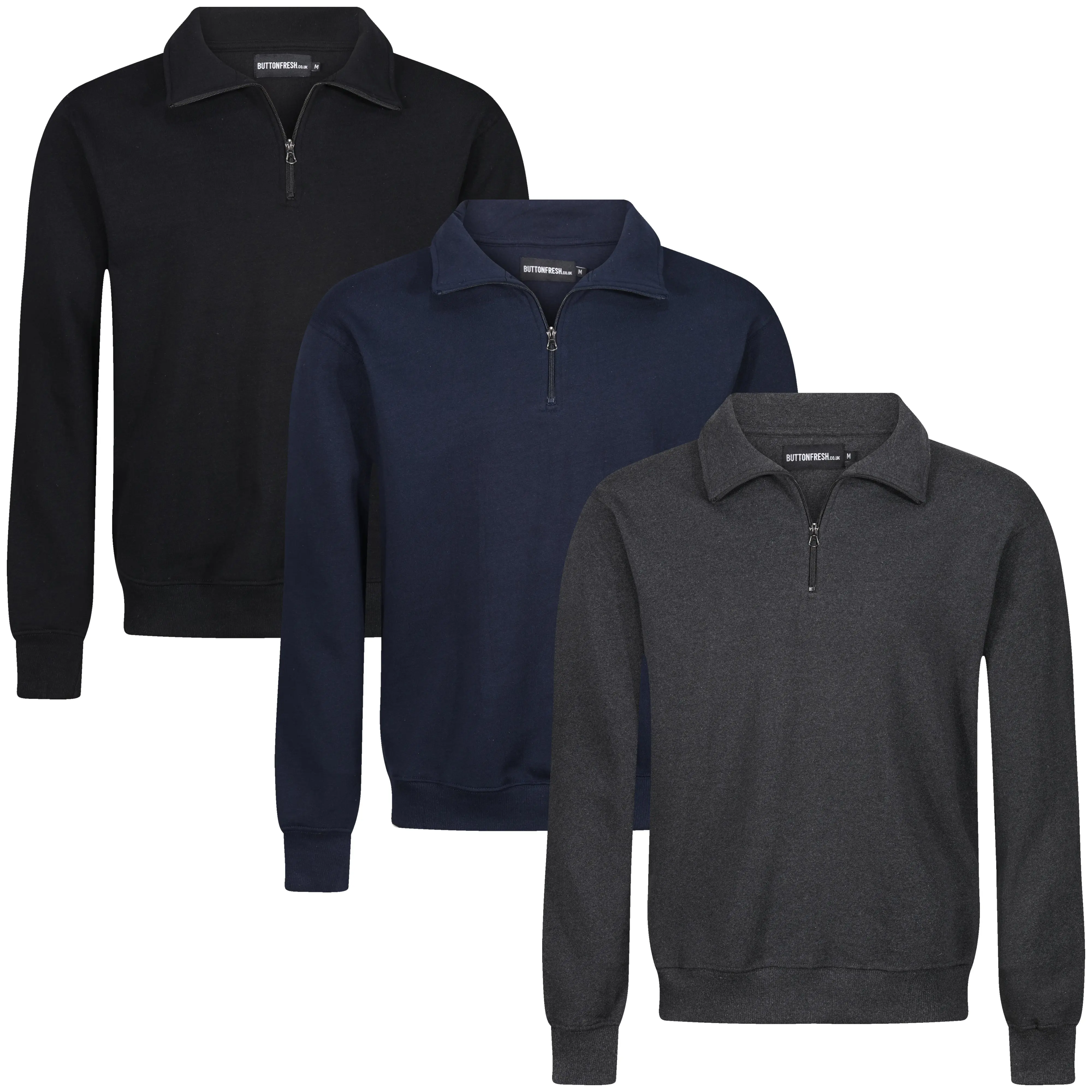 ButtonFresh Quarter Zip Pullover - Menswear Fleece Classic Long Sleeve Casual Hem Soft Hoodie Long