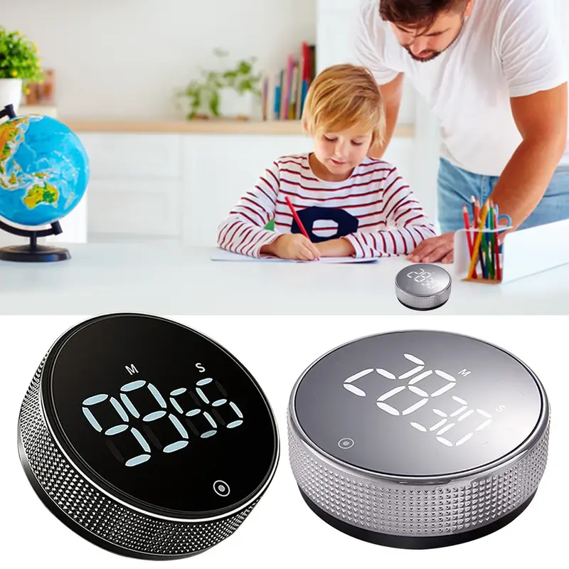 LED Digital Magnetic Countdown Alarm Clock Study Stopwatch Kitchen Timer Cooking Metal Set Utensils 0