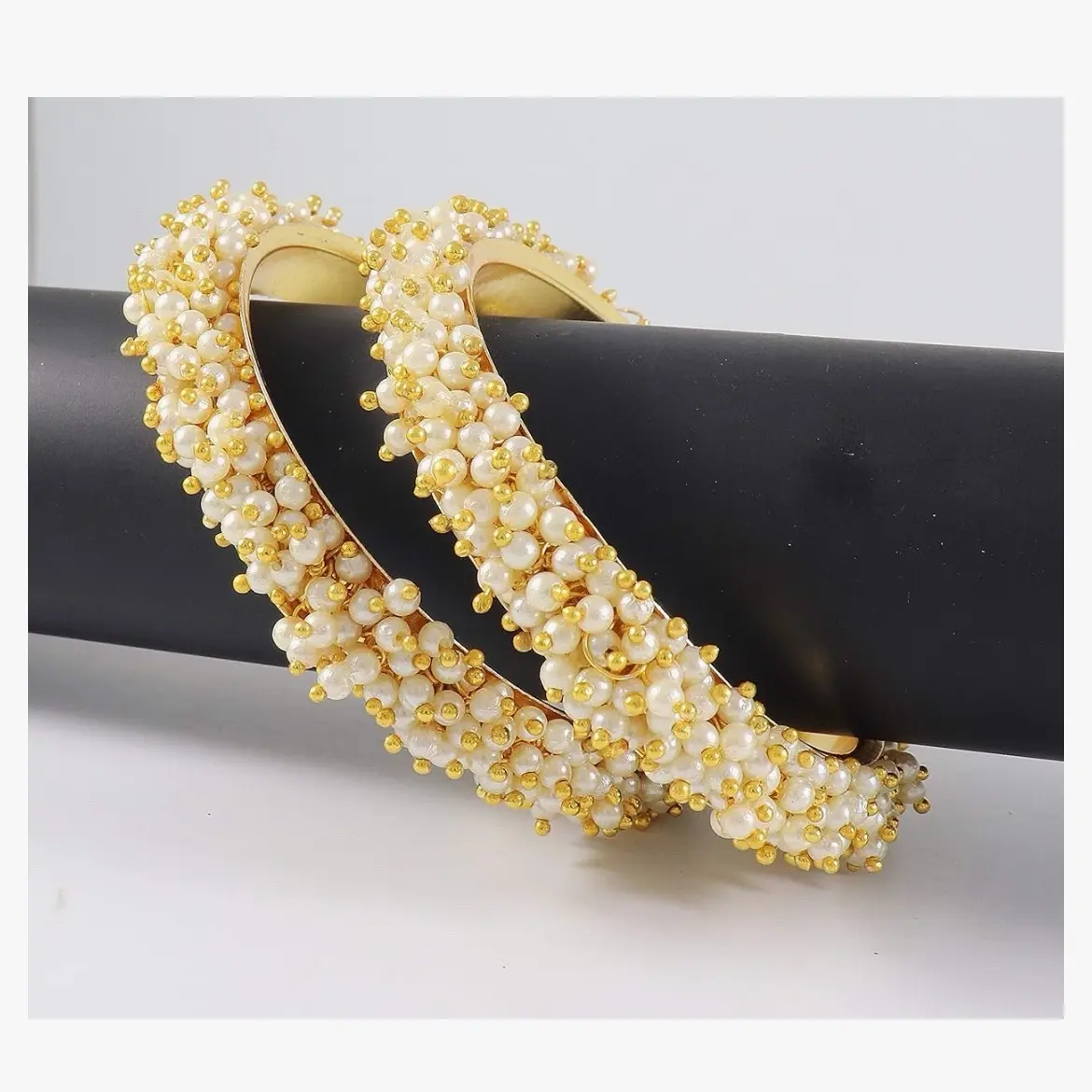 Jewellery for women Traditional Pearl Studded Gold Plated Bangles for Women and Girls