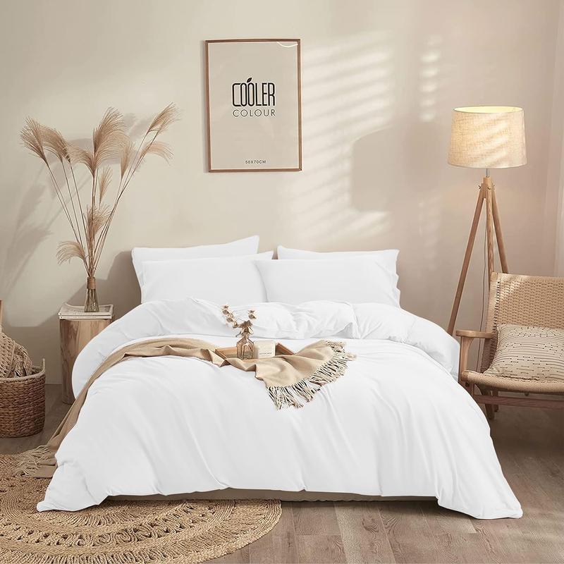 100% Egyptian Cotton Duvet Cover Set |200 Thread Count Plain Dyed Duvet Quilt Cover Set With Free Pillowcases| Non-Iron Easy-care Bedding Set - Single Double King Super King Sizes 7