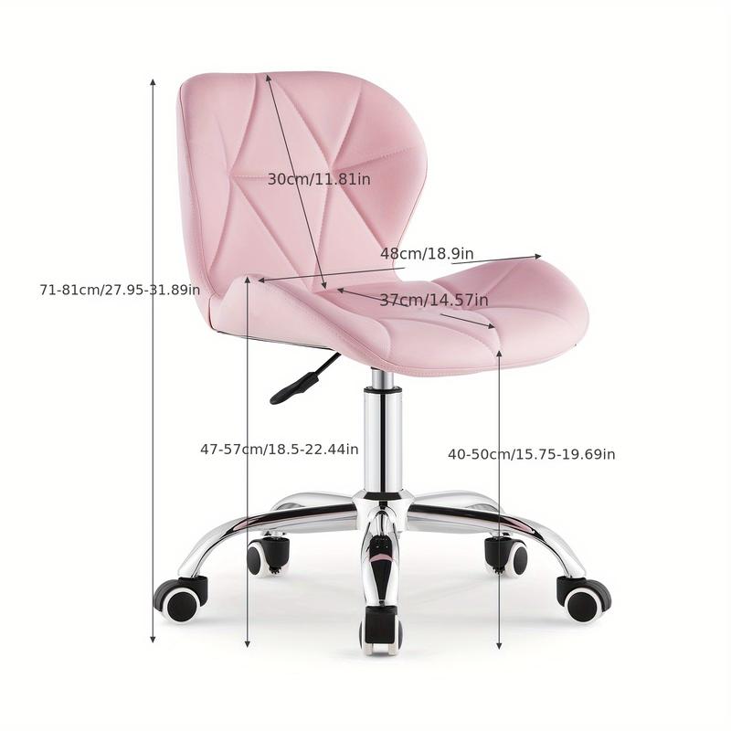 Office Desk Chair Faux Leather Adjustable Computer Chair with Wheels Home Office Chair with Chrome Base Padded Swivel Study Chair for Bedroom 3