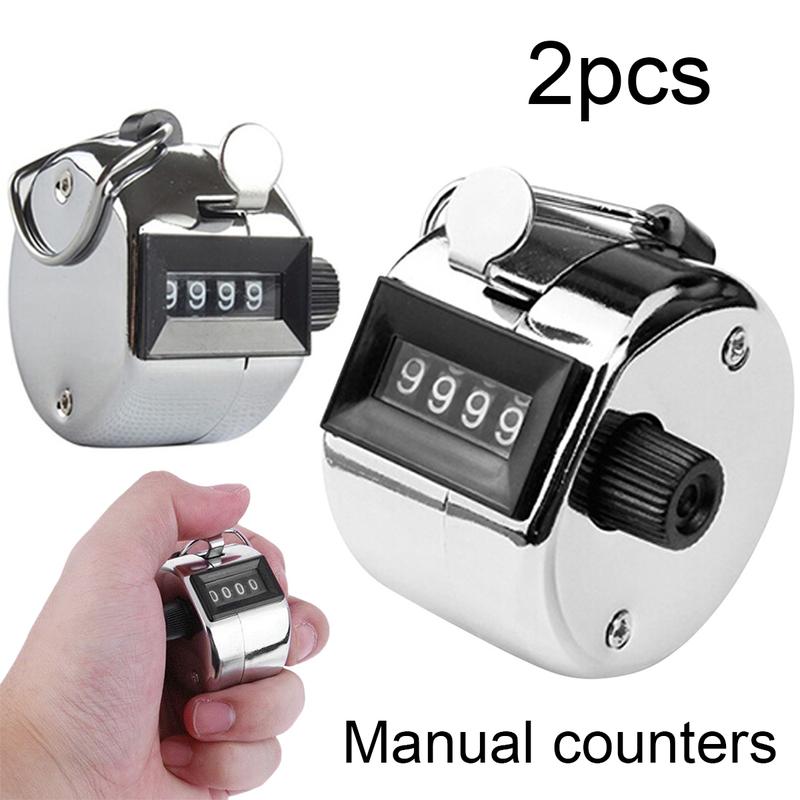 2PCS Metal Handheld Tally Counter 4-Digit Number Hand Mechanical Counters Clickers Pitch Counter For Coaching Practical Count Accessories 3