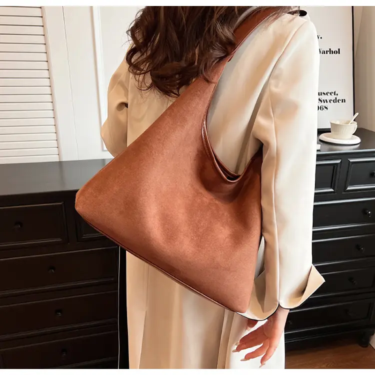 Fashionable retro suede women's bag, underarm bag,For Teen Girls Women College Students, White-Collar Workers, Rookies & White-Collar Workers Perfect For Office, Perfect For Outdoors, Perfect For Party, Prom, Dinner, Wedding, Work,Button without zipper