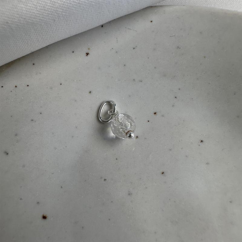 Sterling Silver Faceted 5mm Round Clear Crystal Bead Charm 4