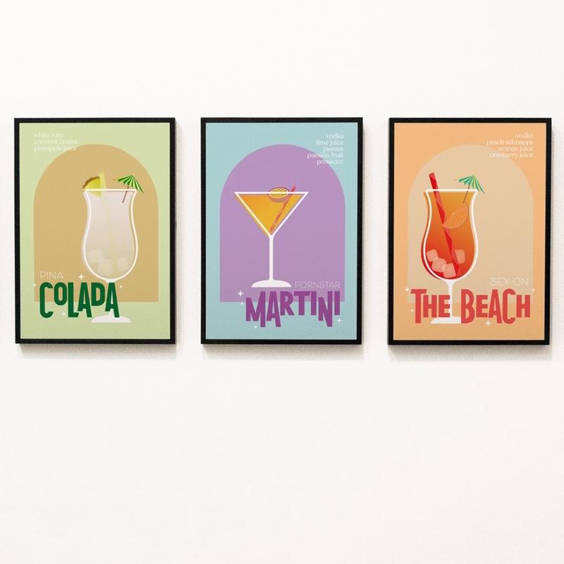 Cocktail Prints, wall prints, bar posters, bar cart, home decor prints, Cocktail posters,cocktail recipes, mixology prints Decoration Photo 3