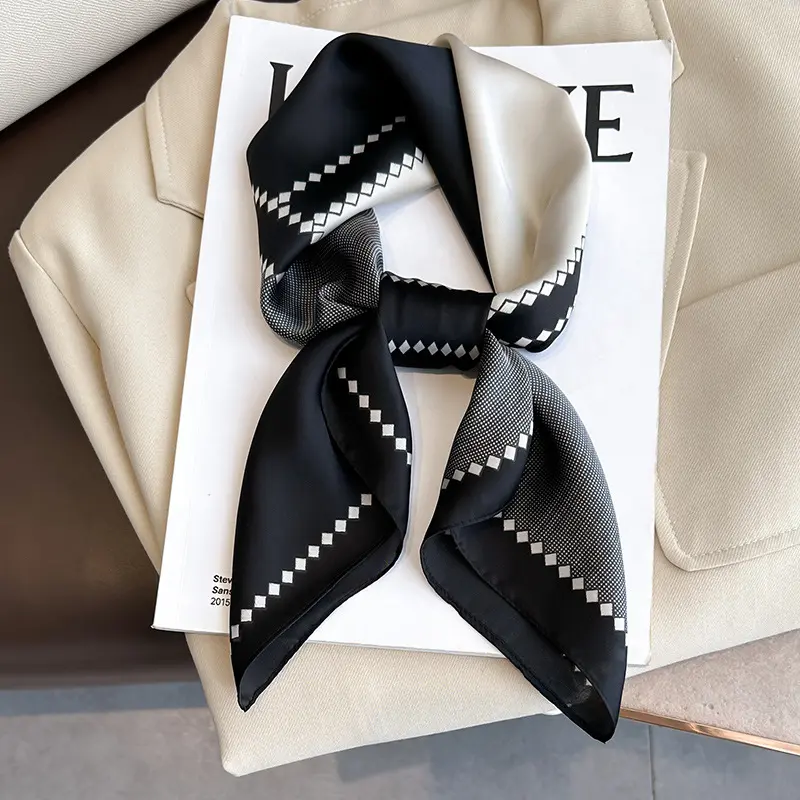 2025 Fashion Luxury Brand Women's Satin Square Scarf, Neck Tie, Hair Bandana, Headkerchief, Shawl Wrap, Hijab Echarpe 3