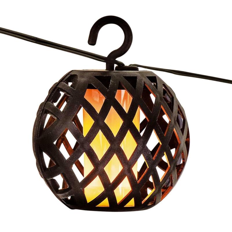 8PC SOLAR FLAME EFFECT LED RATTAN BALL STRING GARDEN LANTERN SOLAR FENCE LIGHT 3