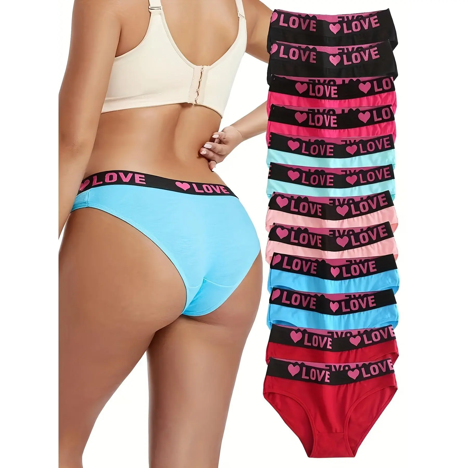 12PCS Seamless Letter Printed Triangle Pants - Slim Fit, Comfortable, Breathable, Elastic Underwear - For Women - Suitable for Everyday Wear - Perfect Gift for Her