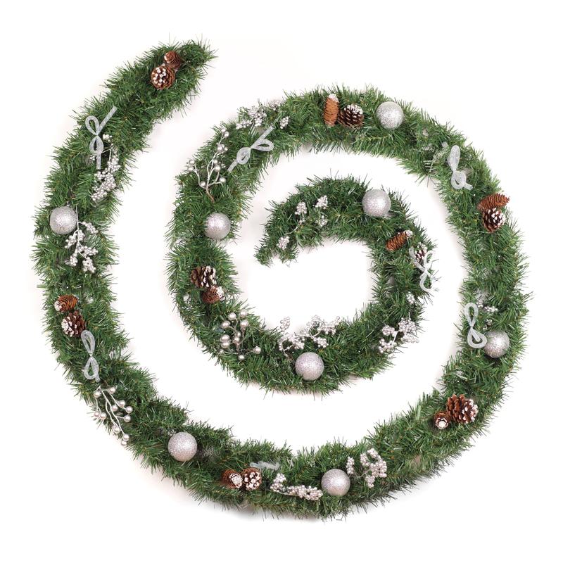 6ft - 9ft or 12ft Decorated Frozen Christmas Garland with Realistic Ice Crystals - Optional Lights 1