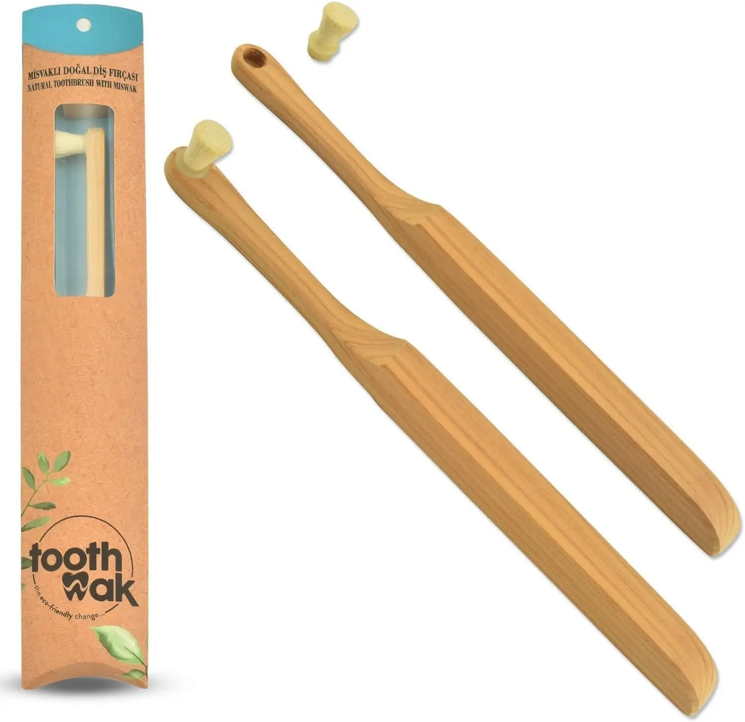 Miswak Toothbrush Natural 1 Head Toothbrush with 6 Replaceable Toothbrush Heads, Miswak Powder Combo Pack for Natural Bristles, Teeth Whitening, Organic and Eco-Friendly (Pack of 3) Oral Traditional Gentle Comfort