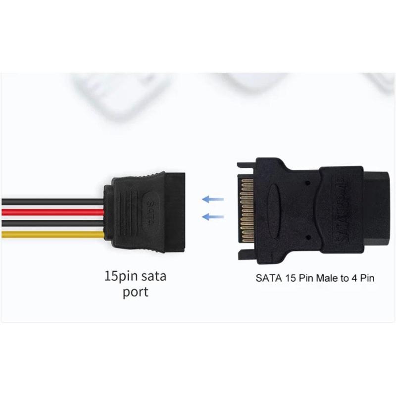 SATA 15Pin Male to 4Pin IDE Molex Female Power Extension Adapter 5
