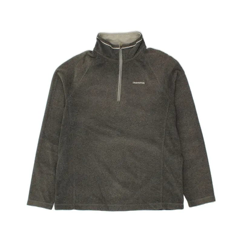 Pre-Owned Vintage CRAGHOPPERS Mens Zip Neck Fleece Jumper EU 52/54 Large Grey Polyester 0