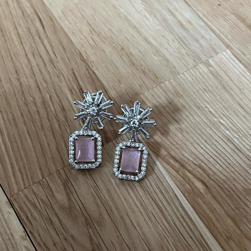 Pink Crystal Star Studded Drop Earrings by My Little Secret bridal jewelry stud 2