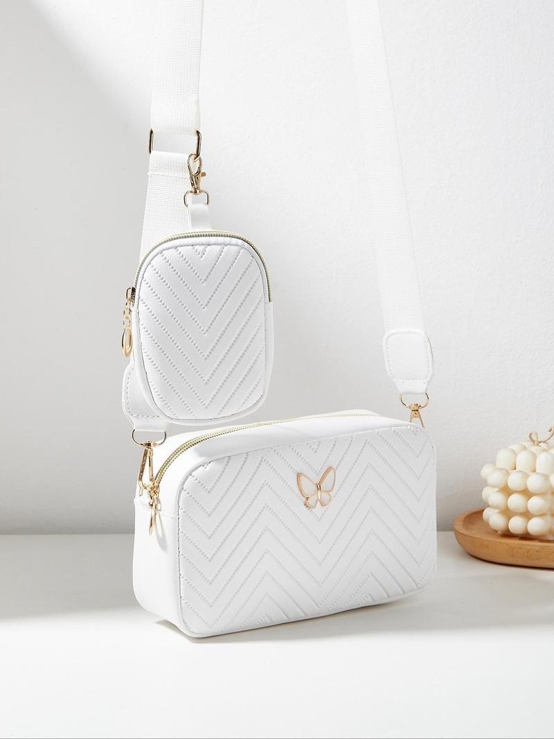 Product Introduction of Women's Butterfly Decorated Crossbody Bag Set, Casual Adjustable Shoulder Bag & Small Wallet Bag for Daily/Fall Festival Used, Versatile High-quality Bag Back To School 10