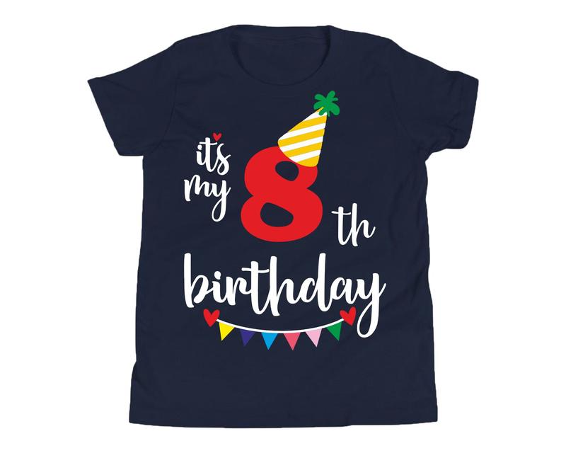 8th Birthday Gift T-Shirt 8 Years Old Birthday Party Boys Girls Kids Cotton Tee 4