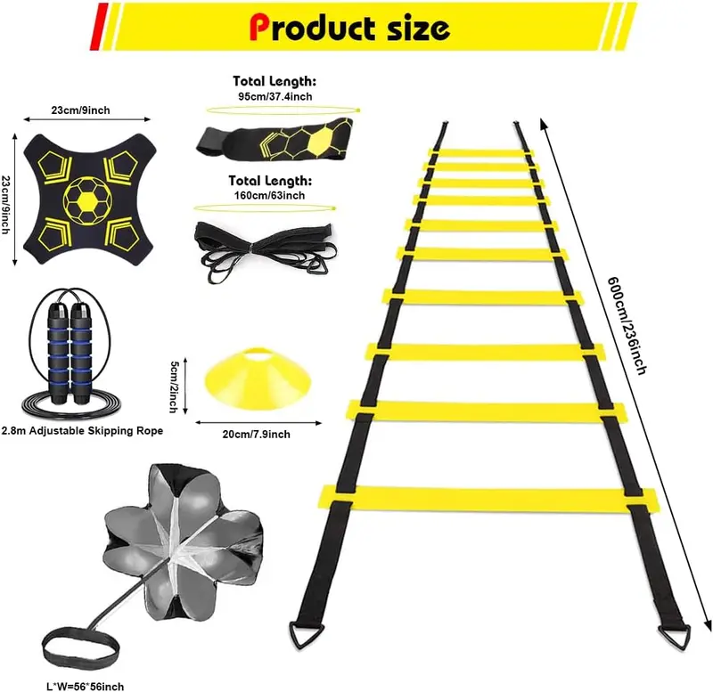 Football Training Equipment Set for Kids - Speed Agility Training with 6 Disc Cones & Jumping Rope 1
