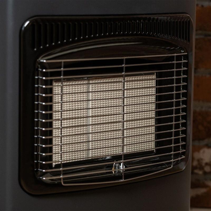 4.2kw Mini Portable Calor Gas Cabinet Heater- Black Free Standing Butane Cabinet- 3 Heat Setting Heating Regulator Wheeled 4.2kw Portable Gas Cabinet Heater Home Office Calor Butane With Hose & Regulator 2