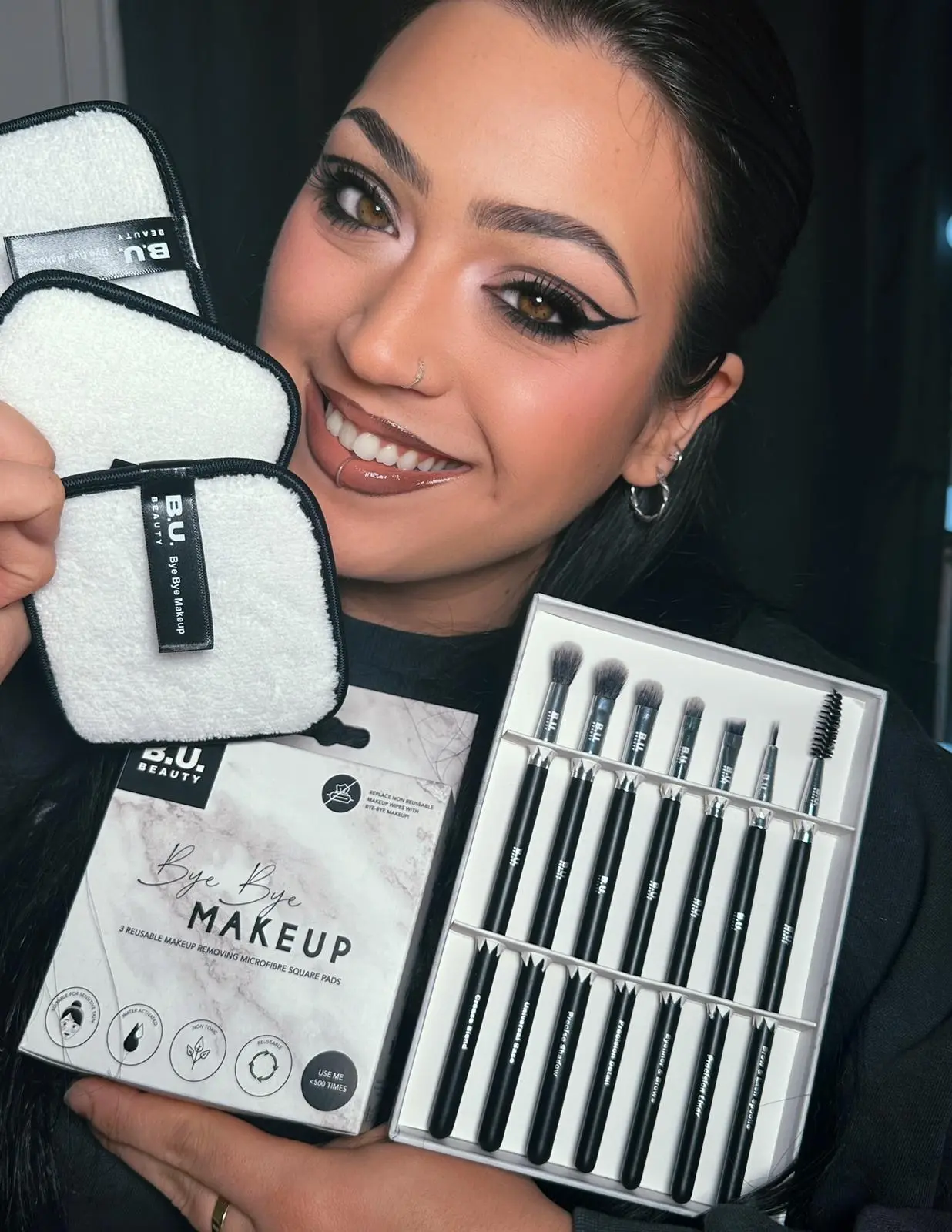 B.U. BEAUTY x KEYLA REMACHE loves - The Essentials Eyes makeup brush set & Reusable makeup remover pads bundle Makeup Cosmetic
