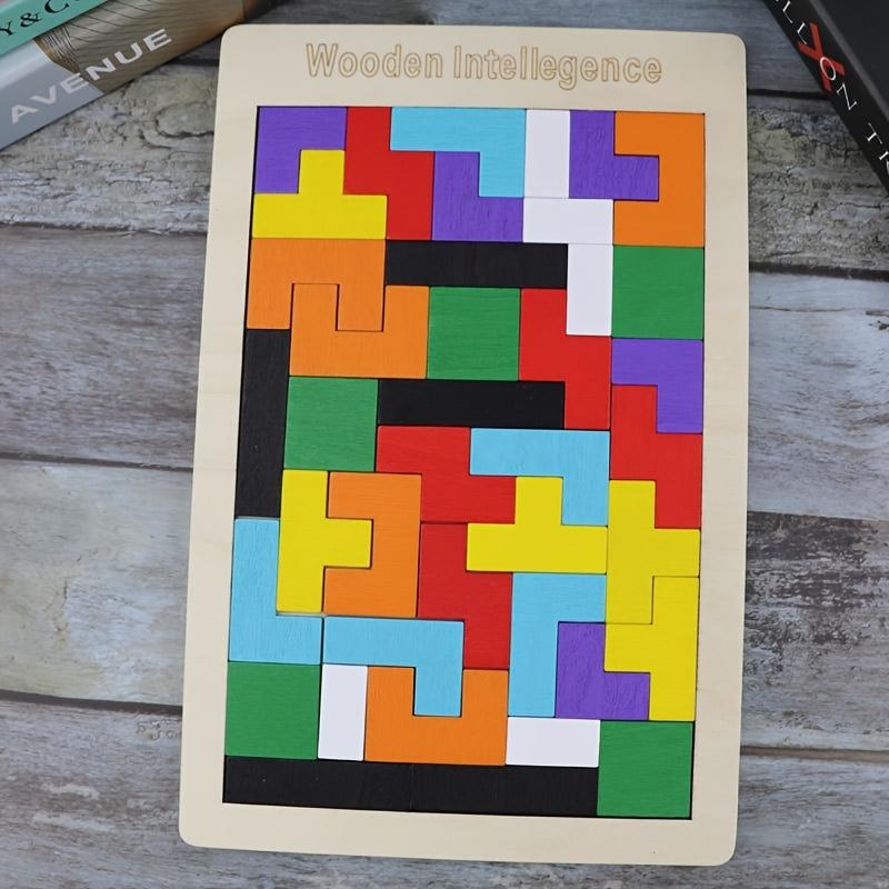 Product Introduction of Wooden Blocks Puzzle Brain Teasers Toy Tangram Jigsaw Intelligence Colorful 3D Russian Blocks Game STEM Educational Gift, Halloween, Christmas Gift, Thanksgiving Day Gift 6