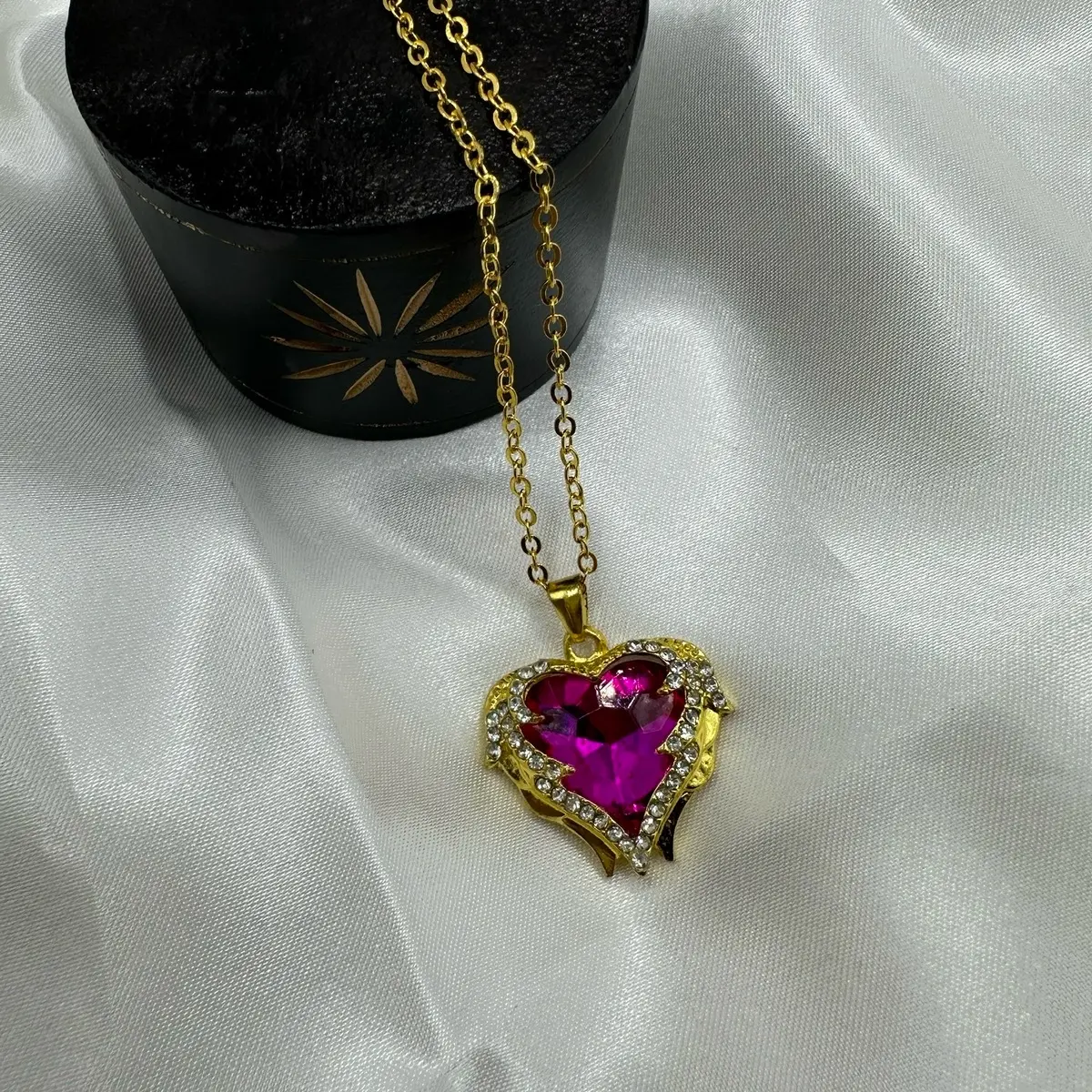 Large Heart Shape Necklace with Adjustable Chain for Special Occasions - Perfect for Weddings, Birthdays, Proms, and Pageants
