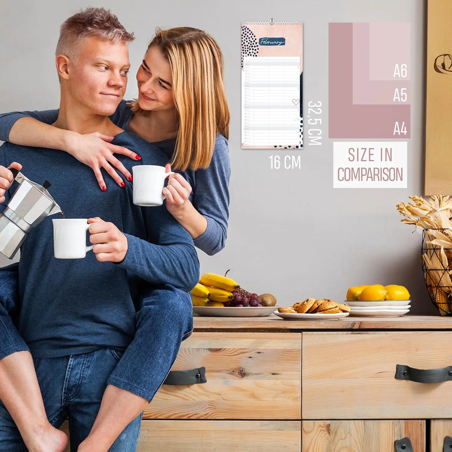 Couple Planner 2025 - 3 Columns - Oct-Dec 2024 - 16x32.5cm - Wall Planner for Two - Partner Calendar