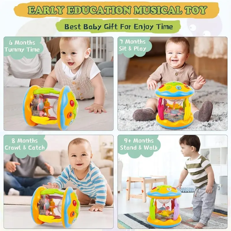 L&Y Baby Toys 6 to 12 Months, Ocean Projector Light Up Toys with Music, Sensory Toys for 1 2 3 Year Old Boys Girls, Musical Toys 12-18 Months Crawling Learning Tummy Time Toys 1st Birthday Gifts 1