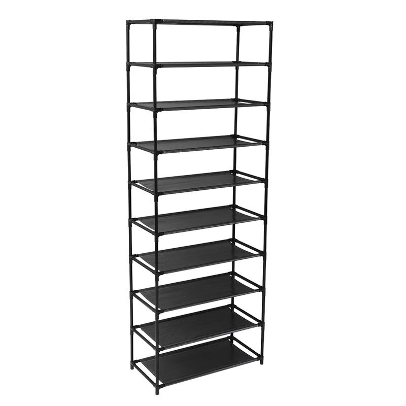10 Layer Stackable Shoe Rack Storage Shelves Stainless Steel Frame Holds 50 Pairs Of Shoes 2
