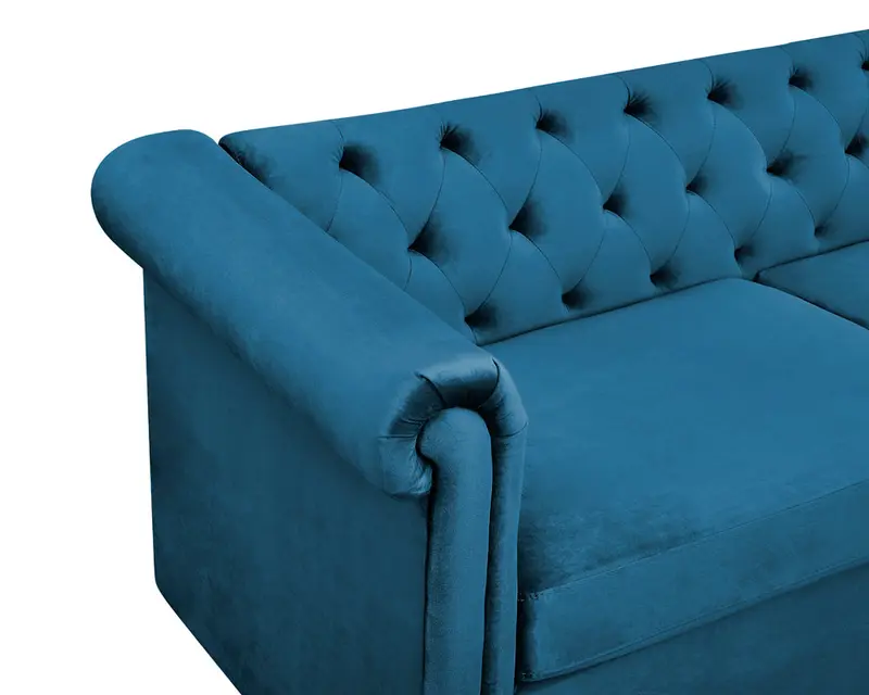 Ascot Chesterfield 3 Seater Sofa Blue Velvet 4