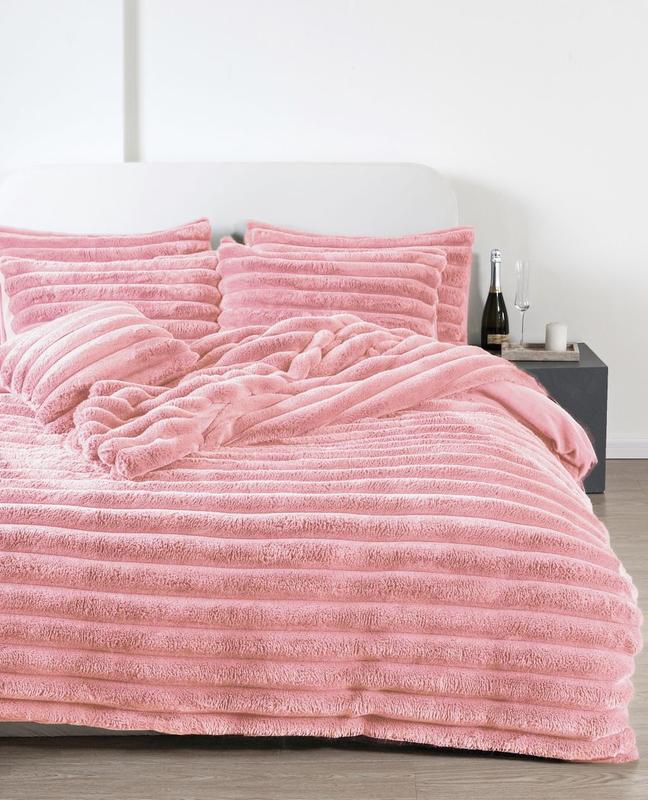 Big Cord Teddy Fleece Duvet Cover Set Luxurious warm - Super Soft Thermal Bedding | 100% Polyester | Available in Single, Double, King, Super King | Charcoal, Blush, White 1