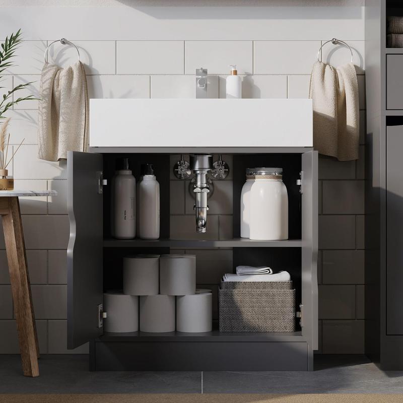 Bathroom Sink Cabinet with Partial Pedestal 4