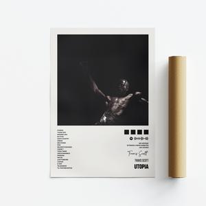 Travis Scott, Utopia, Minimalist Print/Poster, Music, Album, Tracklist, Wall Art, Decor, A5, A4, A3, A2, Unframed