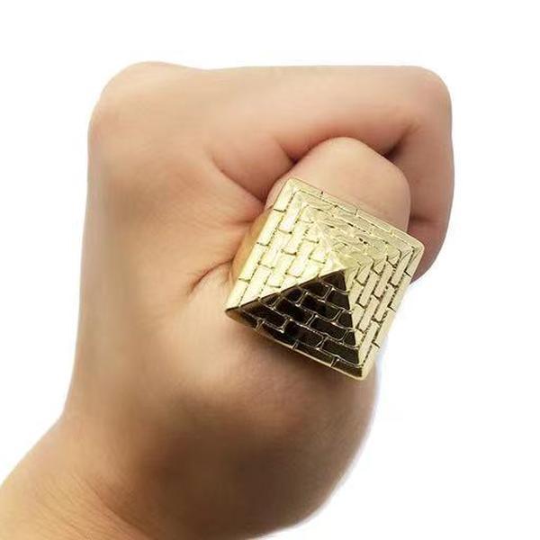 Men's Gold Pyramid Ring with Excellent Cut - for Men 1