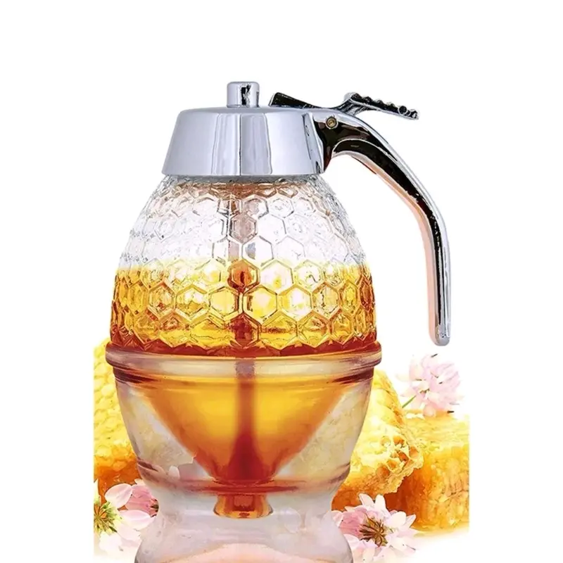 Honey Dispenser and Syrup Pitcher Set with Pouring Spout for Easy Dispensing - Utensils, Seasoning Kitchen 2