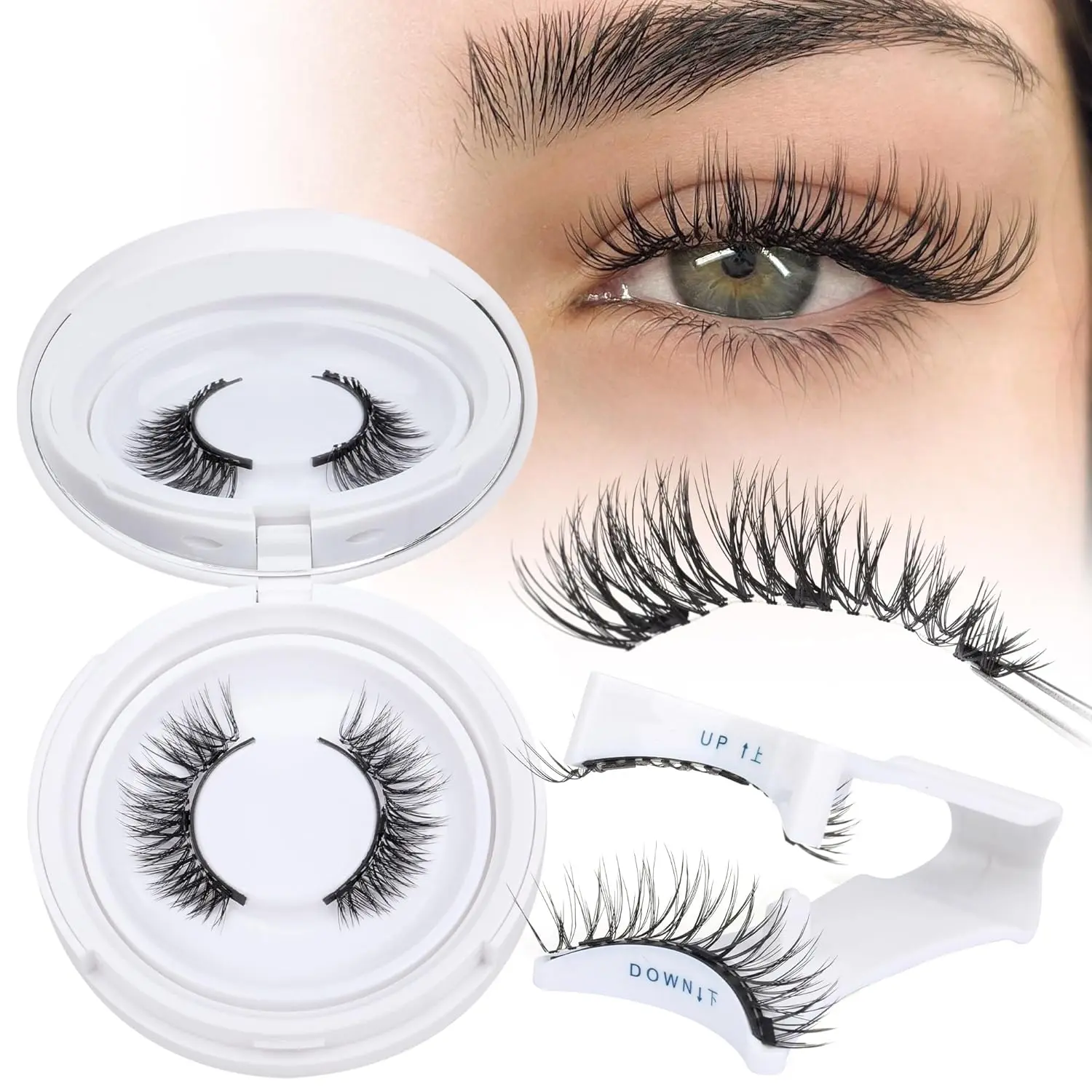 Focipeysa Magnetic Eyelashes Natural Wispy Magnetic Lashes No Glue Needed Magnetic Strip Eyelashes Reusable Magnetic Lash Kit with Applicator DIY Magnetic False Eye Lashes