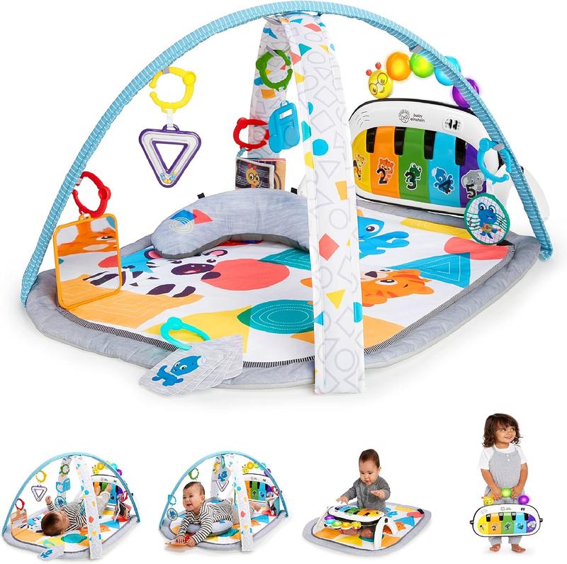 4-in-1 Kickin' Tunes and Language Discovery Play Gym with Piano, Mat with Detachable Activity Toys, Lights, Sounds and Music, Ages Newborn + 0