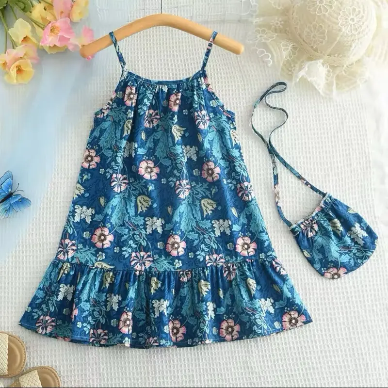 Bear Leader Girls' Flower Print Sleeveless Strap Summer Dress for Kids, Beach Holiday Fashion Dress, 5 Years 0