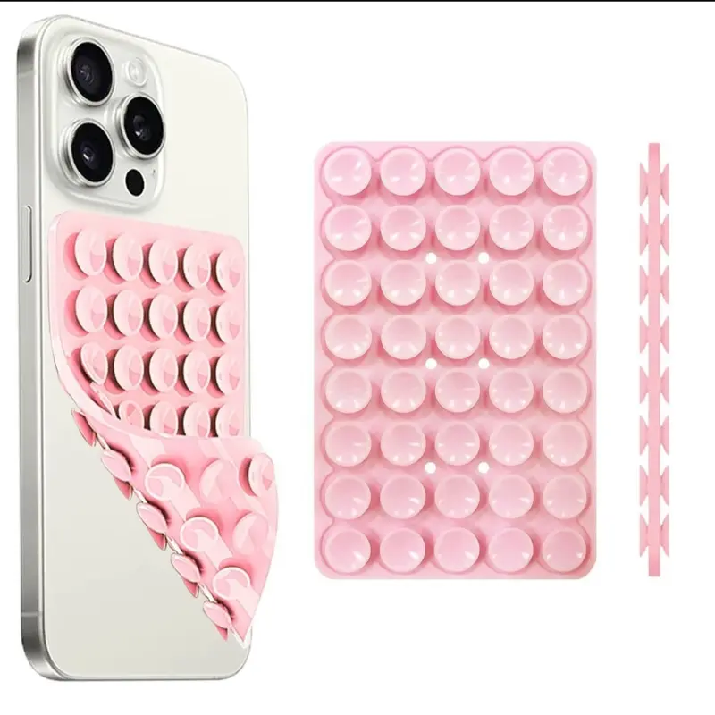 2pc Mount Cellphone Grip StandSilicone Phone Holder with Camera Lens Protection and Strong Suction for iPhone 16 and Other Smartphones - Installation 6