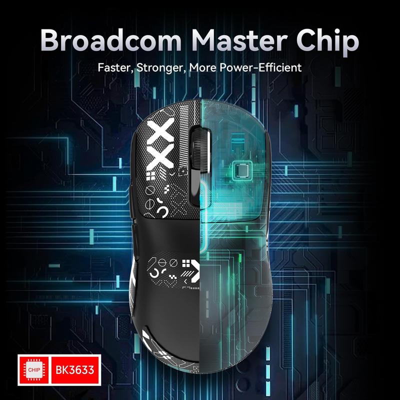 ATTACK SHARK X3 49g SUPERLIGHT Mouse with Tape, PixArt PAW3395 Gaming Sensor, BT/2.4G Wireless/Wired Gaming Mouse, 6 Adjustable DPI 26000, 200 Hrs Battery, Office Mice for Win11/Xbox/PS/Mac 2